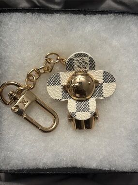 LV White Damier Azur Flower Keychain/Charm